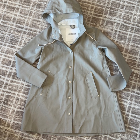 Stutterheim Mosebacke A-line raincoat light sand XXXS gray beige tan jacket - Picture 2 of 11